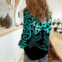 Matariki New Zealand Women Casual Shirt Maori New Year Turquoise LT6 - Wonder Print Shop