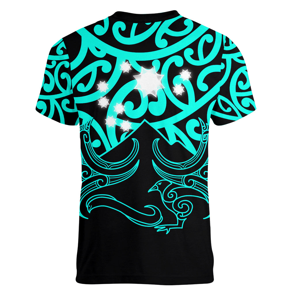 Matariki New Zealand Women V Neck T Shirt Maori New Year Turquoise LT6 - Wonder Print Shop