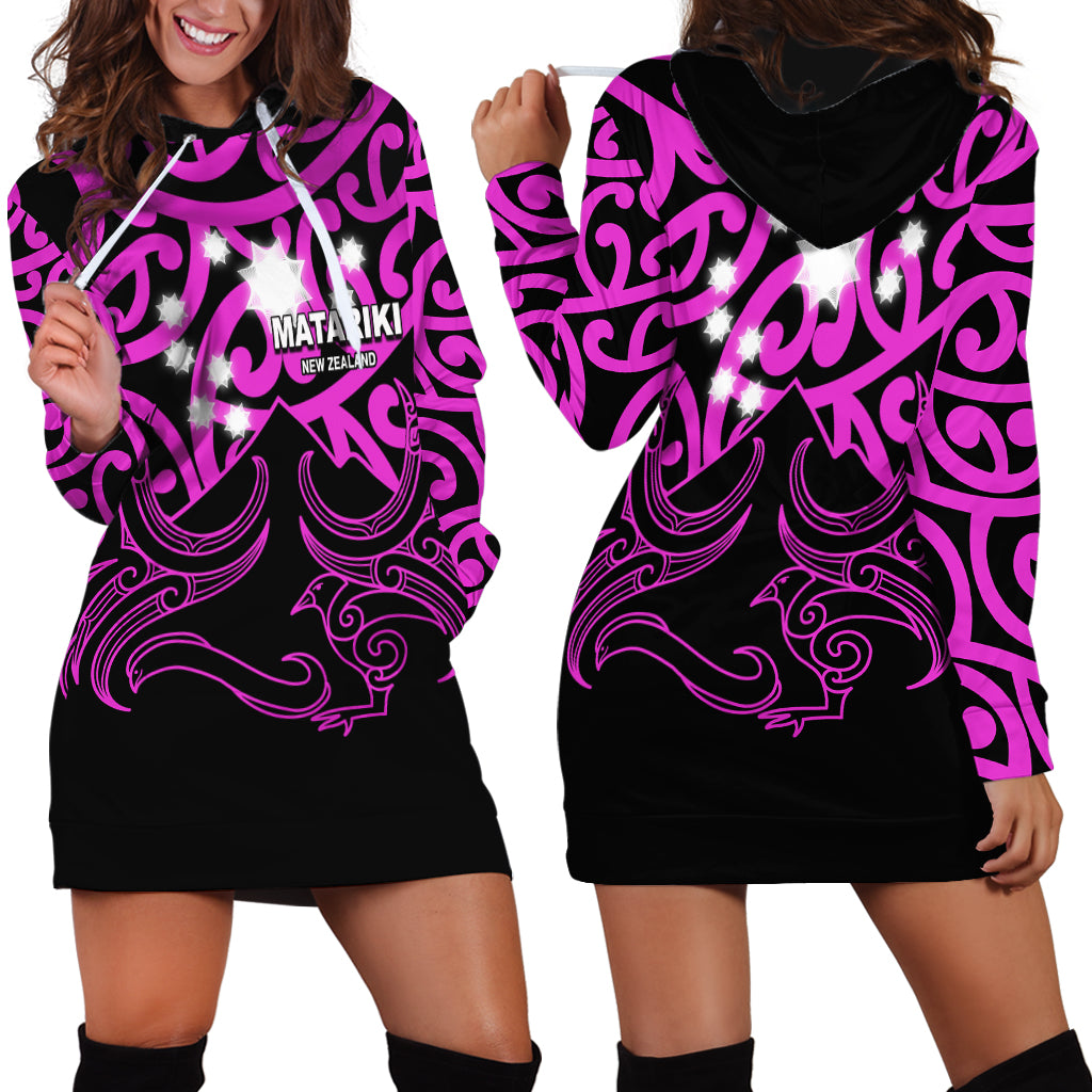 Matariki New Zealand Hoodie Dress Maori New Year Purple LT6 - Wonder Print Shop