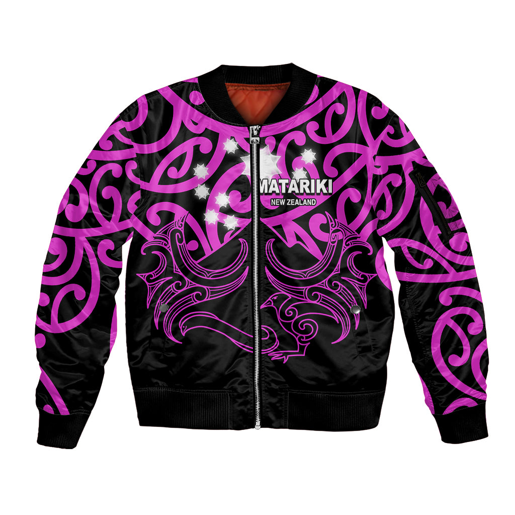 Matariki New Zealand Sleeve Zip Bomber Jacket Maori New Year Purple LT6 - Wonder Print Shop