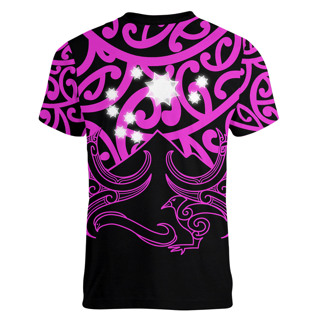 Matariki New Zealand Women V Neck T Shirt Maori New Year Purple LT6 - Wonder Print Shop