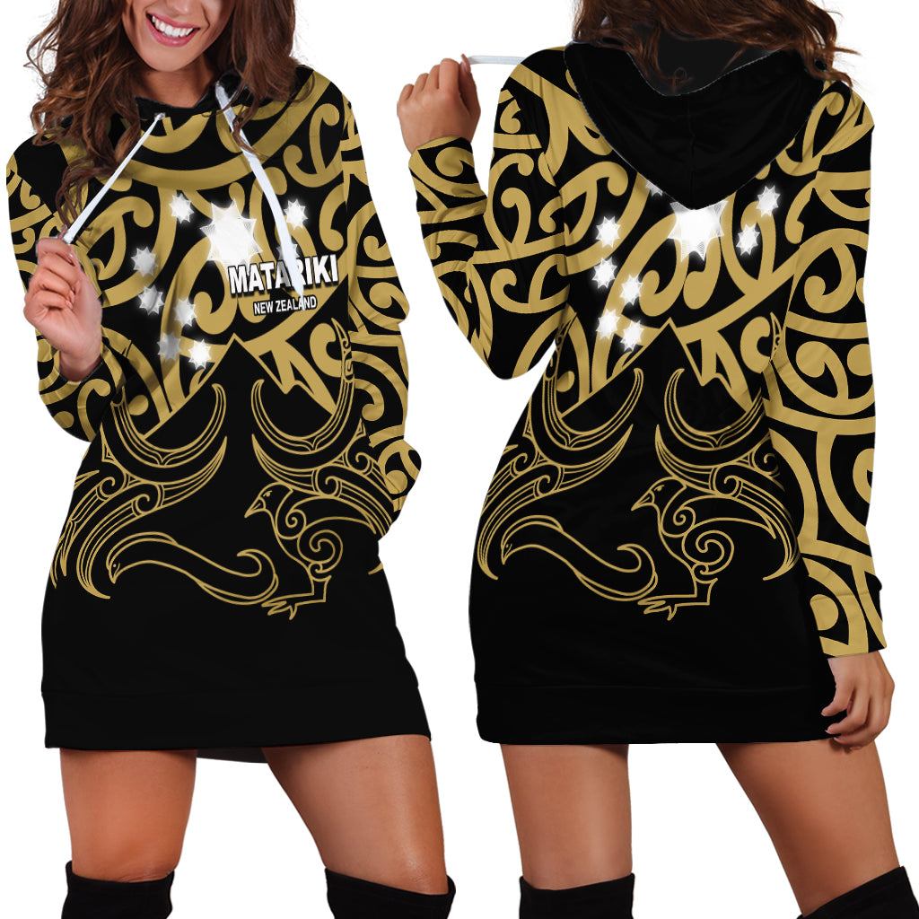 Matariki New Zealand Hoodie Dress Maori New Year Gold LT6 - Wonder Print Shop