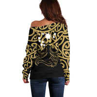 Matariki New Zealand Off Shoulder Sweater Maori New Year Gold LT6 - Wonder Print Shop