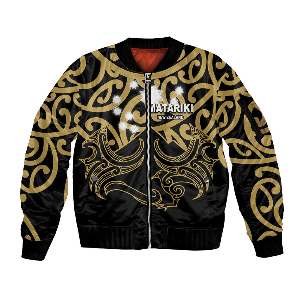 Matariki New Zealand Sleeve Zip Bomber Jacket Maori New Year Gold LT6 - Wonder Print Shop