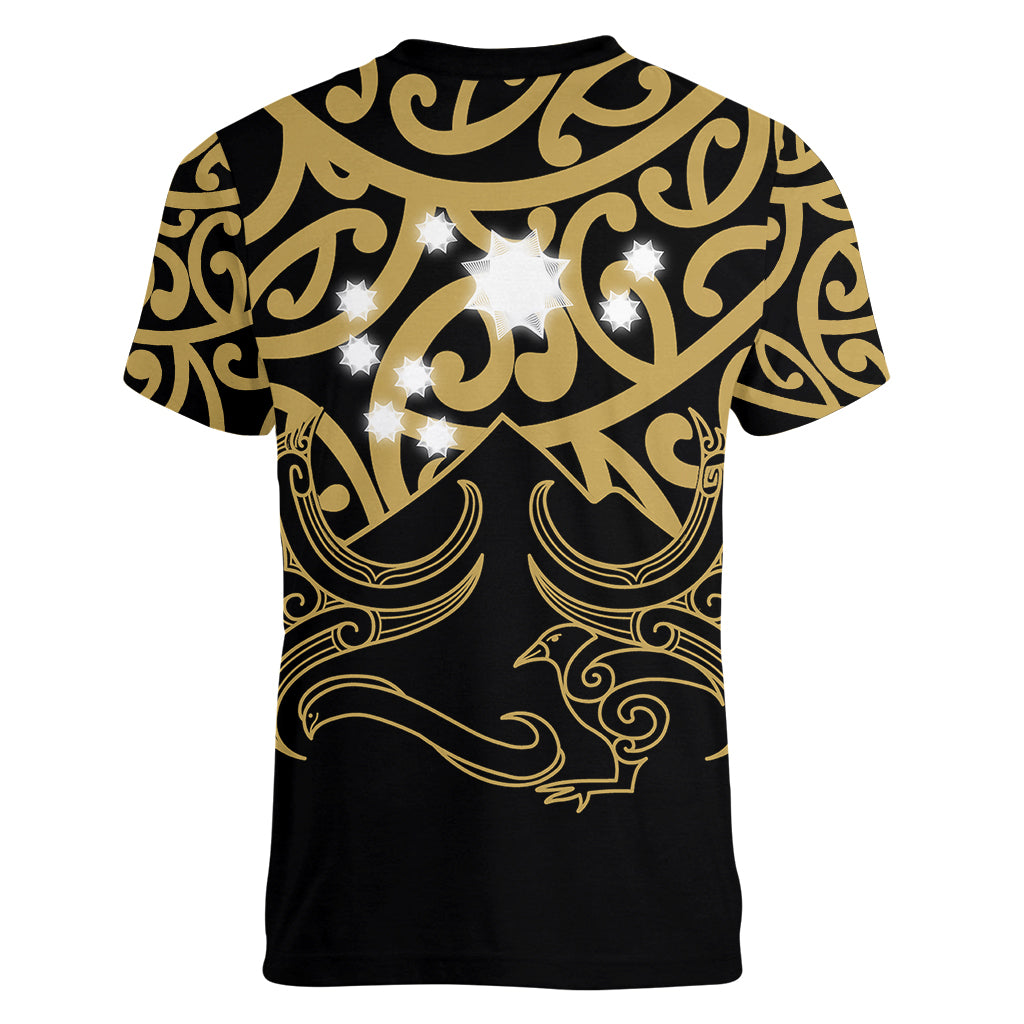 Matariki New Zealand Women V Neck T Shirt Maori New Year Gold LT6 - Wonder Print Shop