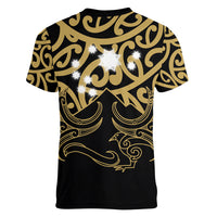 Matariki New Zealand Women V Neck T Shirt Maori New Year Gold LT6 - Wonder Print Shop