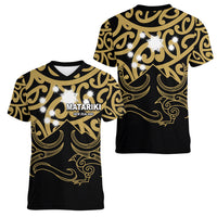 Matariki New Zealand Women V Neck T Shirt Maori New Year Gold LT6 - Wonder Print Shop