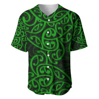 New Zealand Baseball Jersey Maori Pattern Green LT6 - Wonder Print Shop