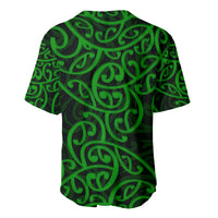 New Zealand Baseball Jersey Maori Pattern Green LT6 - Wonder Print Shop
