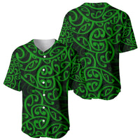 New Zealand Baseball Jersey Maori Pattern Green LT6 - Wonder Print Shop