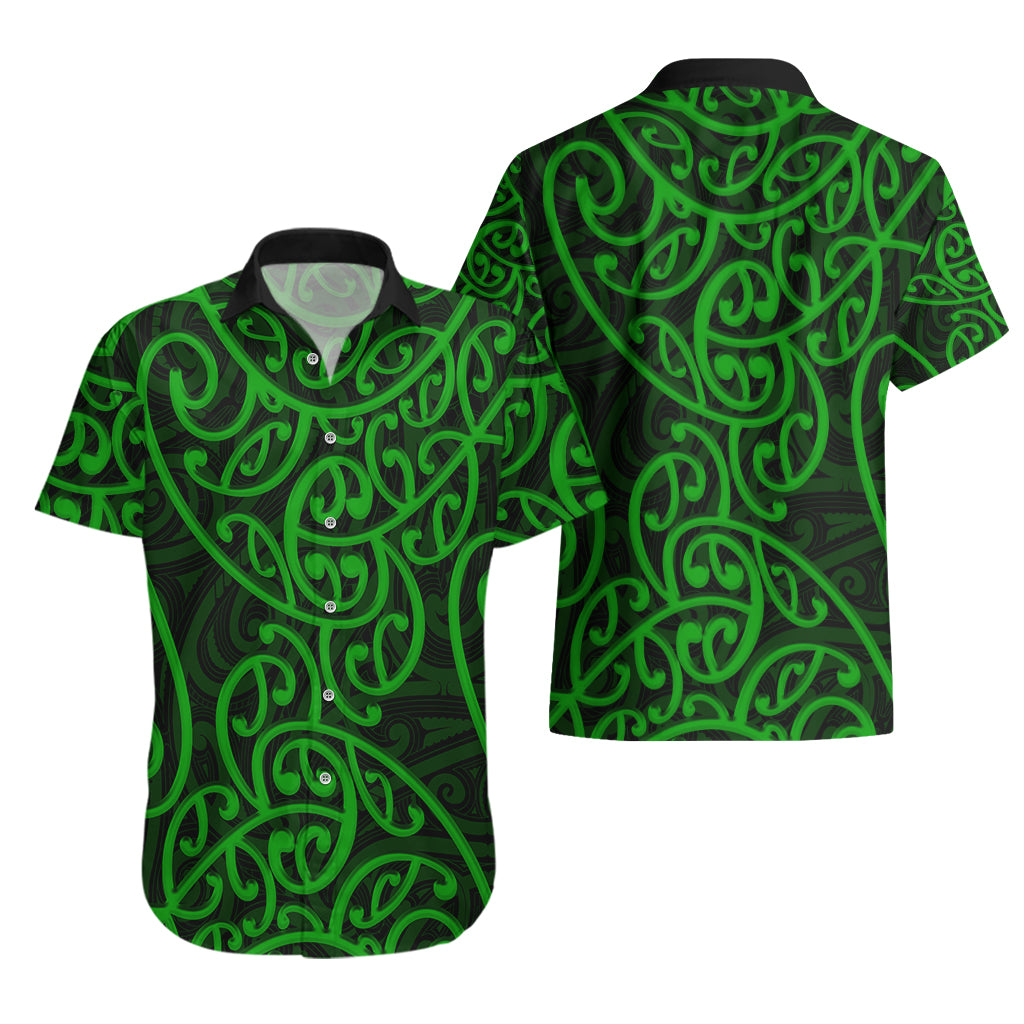 New Zealand Hawaiian Shirt Maori Pattern Green LT6 - Wonder Print Shop