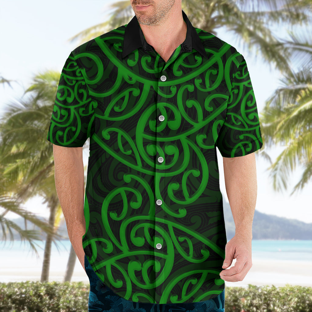 New Zealand Hawaiian Shirt Maori Pattern Green LT6 - Wonder Print Shop