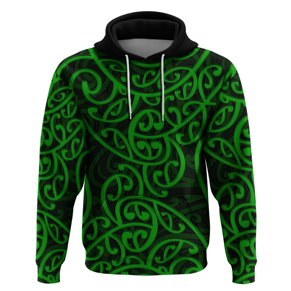 New Zealand Hoodie Maori Pattern Green LT6 - Wonder Print Shop