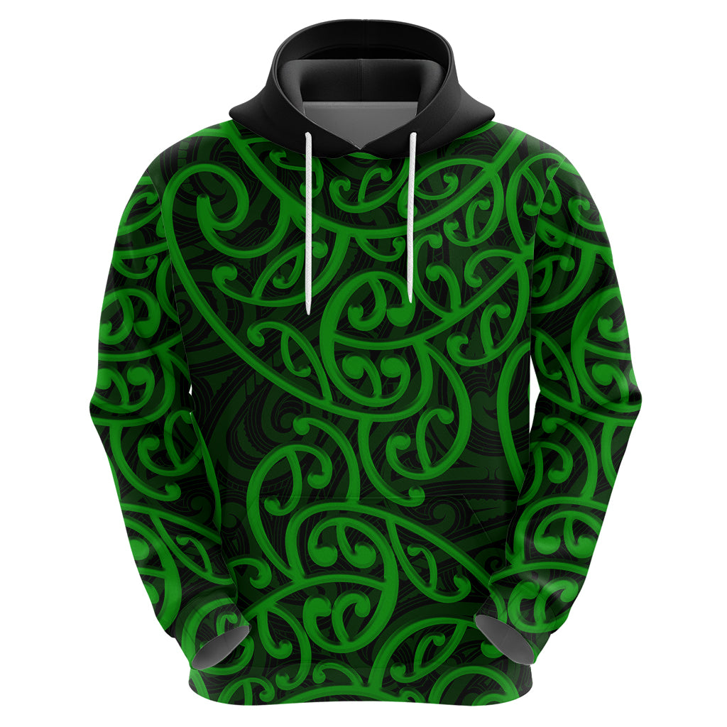 New Zealand Hoodie Maori Pattern Green LT6 - Wonder Print Shop