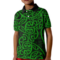 New Zealand Kid Polo Shirt Maori Pattern Green LT6 - Wonder Print Shop