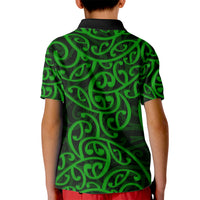 New Zealand Kid Polo Shirt Maori Pattern Green LT6 - Wonder Print Shop