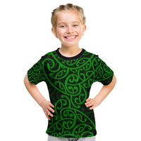New Zealand Kid T Shirt Maori Pattern Green LT6 - Wonder Print Shop