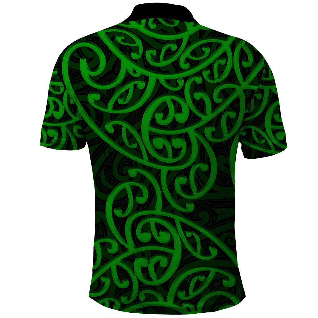 New Zealand Polo Shirt Maori Pattern Green LT6 - Wonder Print Shop