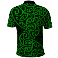New Zealand Polo Shirt Maori Pattern Green LT6 - Wonder Print Shop