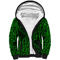 New Zealand Sherpa Hoodie Maori Pattern Green LT6 - Wonder Print Shop