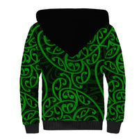 New Zealand Sherpa Hoodie Maori Pattern Green LT6 - Wonder Print Shop