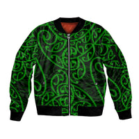 New Zealand Sleeve Zip Bomber Jacket Maori Pattern Green LT6 - Wonder Print Shop