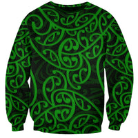 New Zealand Sweatshirt Maori Pattern Green LT6 - Wonder Print Shop
