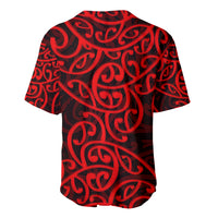 New Zealand Baseball Jersey Maori Pattern Red LT6 - Wonder Print Shop