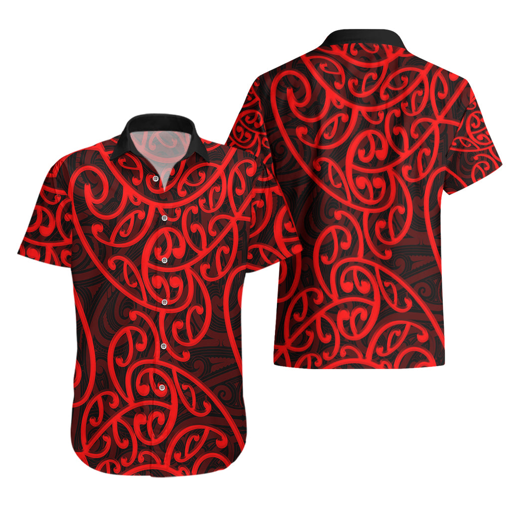 New Zealand Hawaiian Shirt Maori Pattern Red LT6 - Wonder Print Shop