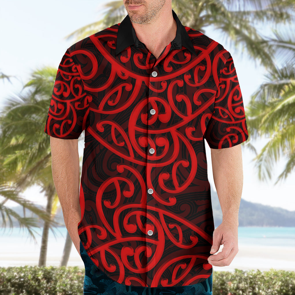 New Zealand Hawaiian Shirt Maori Pattern Red LT6 - Wonder Print Shop