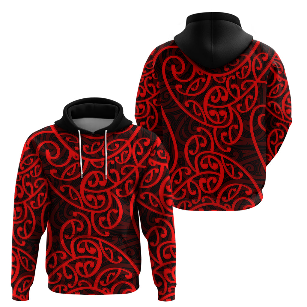 New Zealand Hoodie Maori Pattern Red LT6 - Wonder Print Shop
