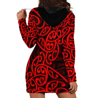 New Zealand Hoodie Dress Maori Pattern Red LT6 - Wonder Print Shop