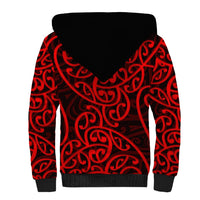 New Zealand Sherpa Hoodie Maori Pattern Red LT6 - Wonder Print Shop