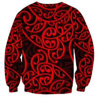 New Zealand Sweatshirt Maori Pattern Red LT6 - Wonder Print Shop