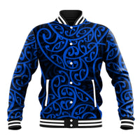 New Zealand Baseball Jacket Maori Pattern Blue LT6 - Wonder Print Shop