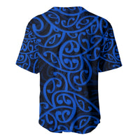 New Zealand Baseball Jersey Maori Pattern Blue LT6 - Wonder Print Shop