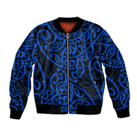 New Zealand Bomber Jacket Maori Pattern Blue LT6 - Wonder Print Shop