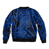 New Zealand Bomber Jacket Maori Pattern Blue LT6 - Wonder Print Shop