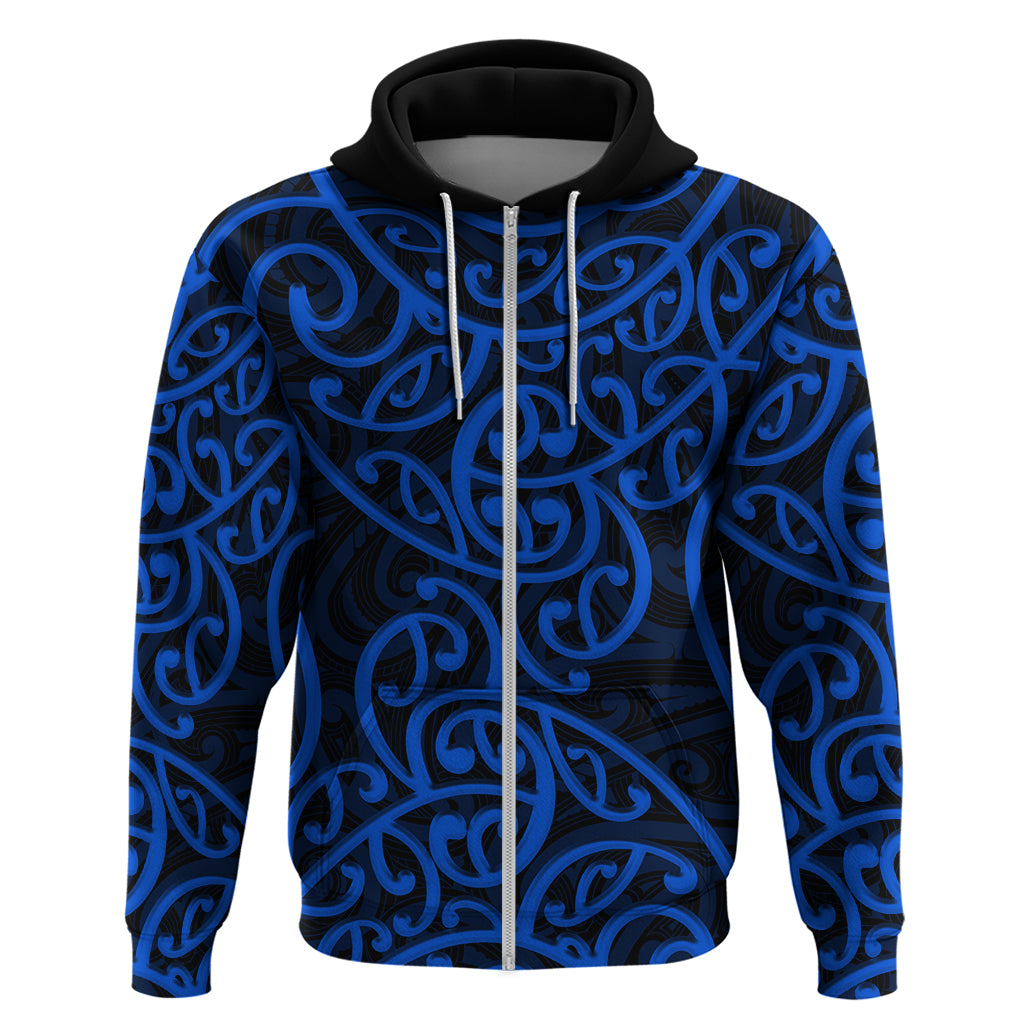 New Zealand Hoodie Maori Pattern Blue LT6 - Wonder Print Shop