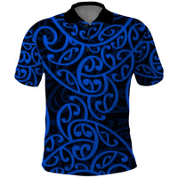 New Zealand Polo Shirt Maori Pattern Blue LT6 - Wonder Print Shop