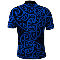New Zealand Polo Shirt Maori Pattern Blue LT6 - Wonder Print Shop