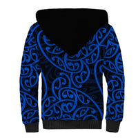 New Zealand Sherpa Hoodie Maori Pattern Blue LT6 - Wonder Print Shop