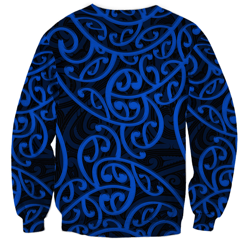 New Zealand Sweatshirt Maori Pattern Blue LT6 - Wonder Print Shop