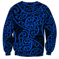 New Zealand Sweatshirt Maori Pattern Blue LT6 - Wonder Print Shop