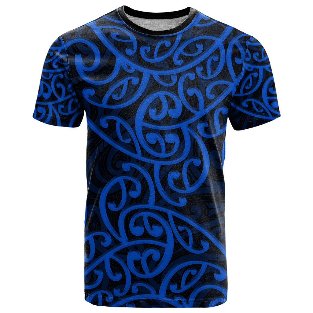 New Zealand T Shirt Maori Pattern Blue LT6 - Wonder Print Shop