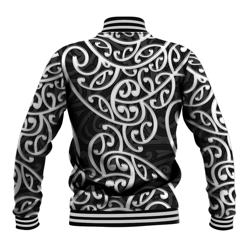 New Zealand Baseball Jacket Maori Pattern White LT6 - Wonder Print Shop