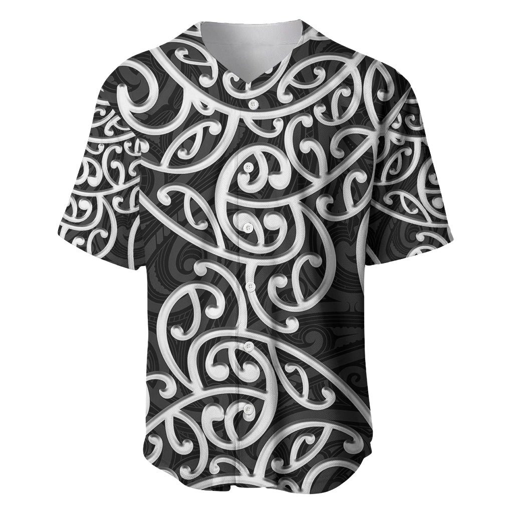 New Zealand Baseball Jersey Maori Pattern White LT6 - Wonder Print Shop