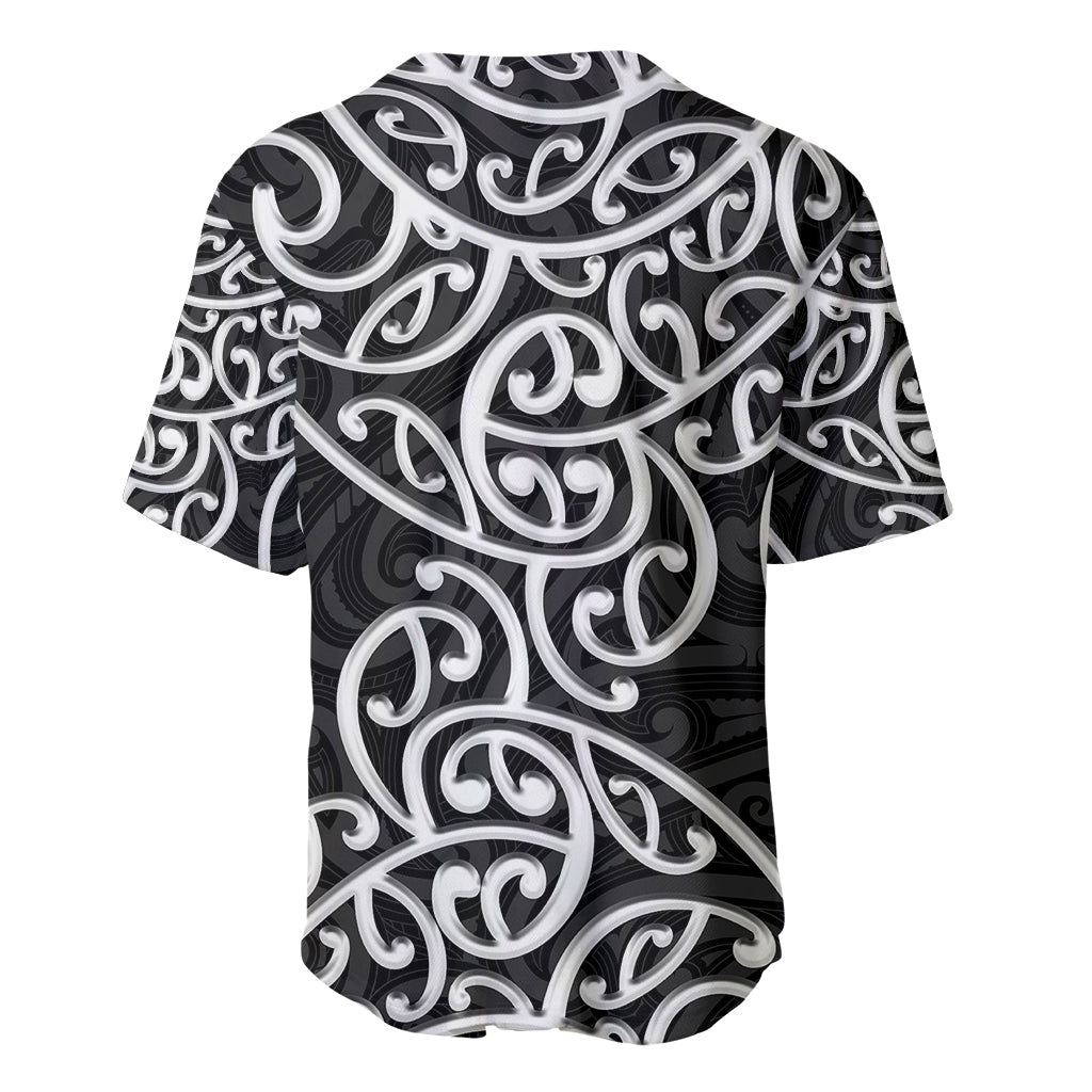 New Zealand Baseball Jersey Maori Pattern White LT6 - Wonder Print Shop