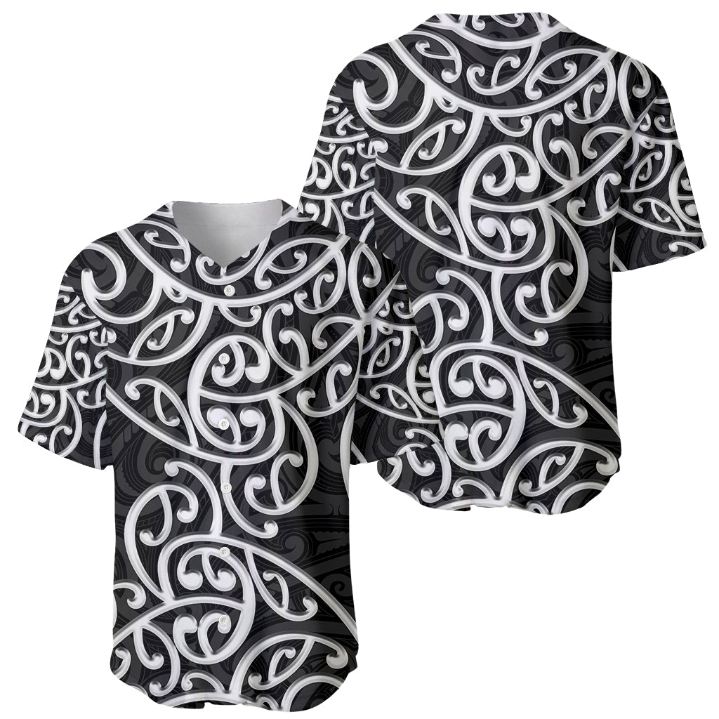 New Zealand Baseball Jersey Maori Pattern White LT6 - Wonder Print Shop