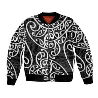 New Zealand Bomber Jacket Maori Pattern White LT6 - Wonder Print Shop